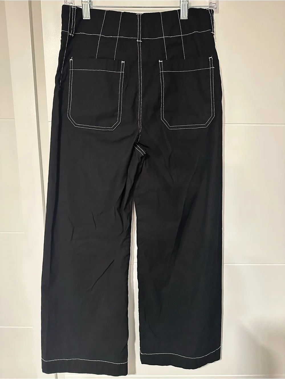 Maeve The Colette Black Contrast Stitch Wide Leg Pants Size 28